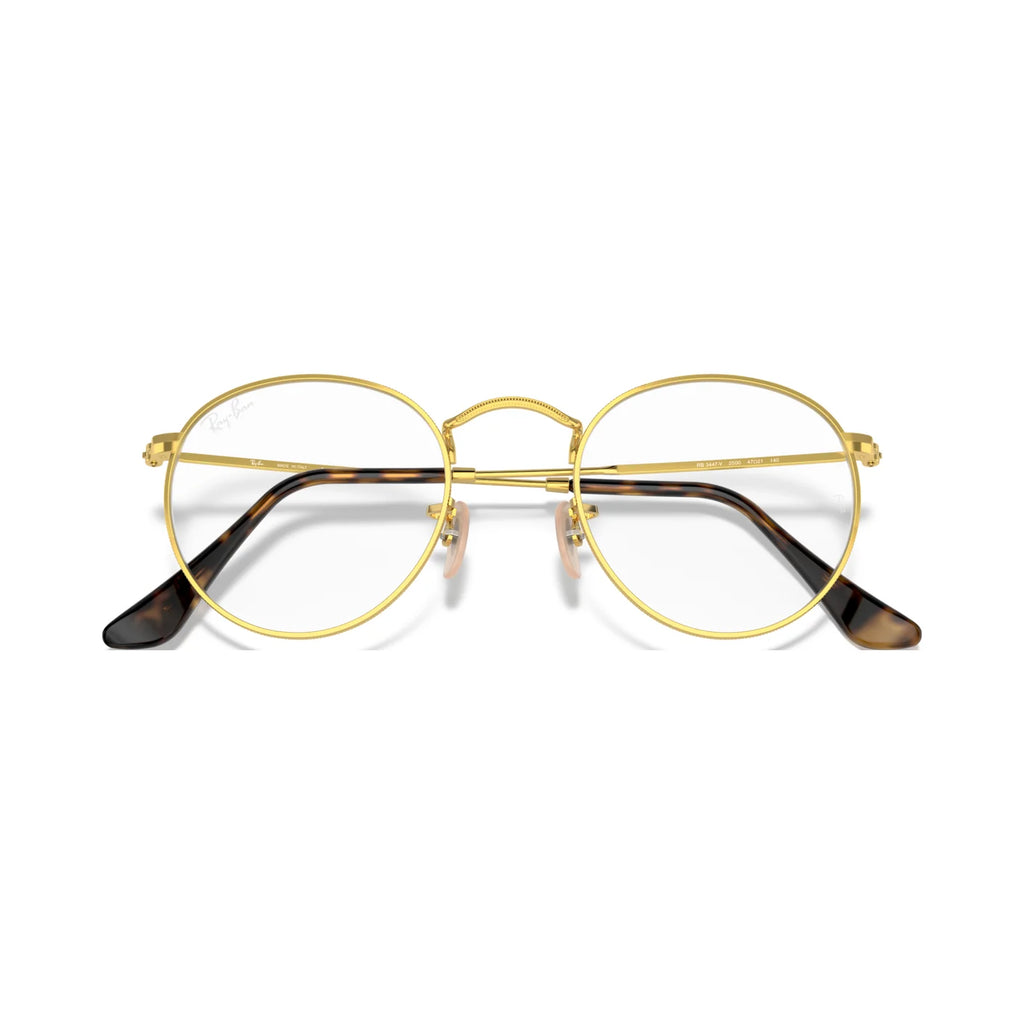 Armação graduada Ray-Ban RB3447V Round Metal Optics Arista Dourado