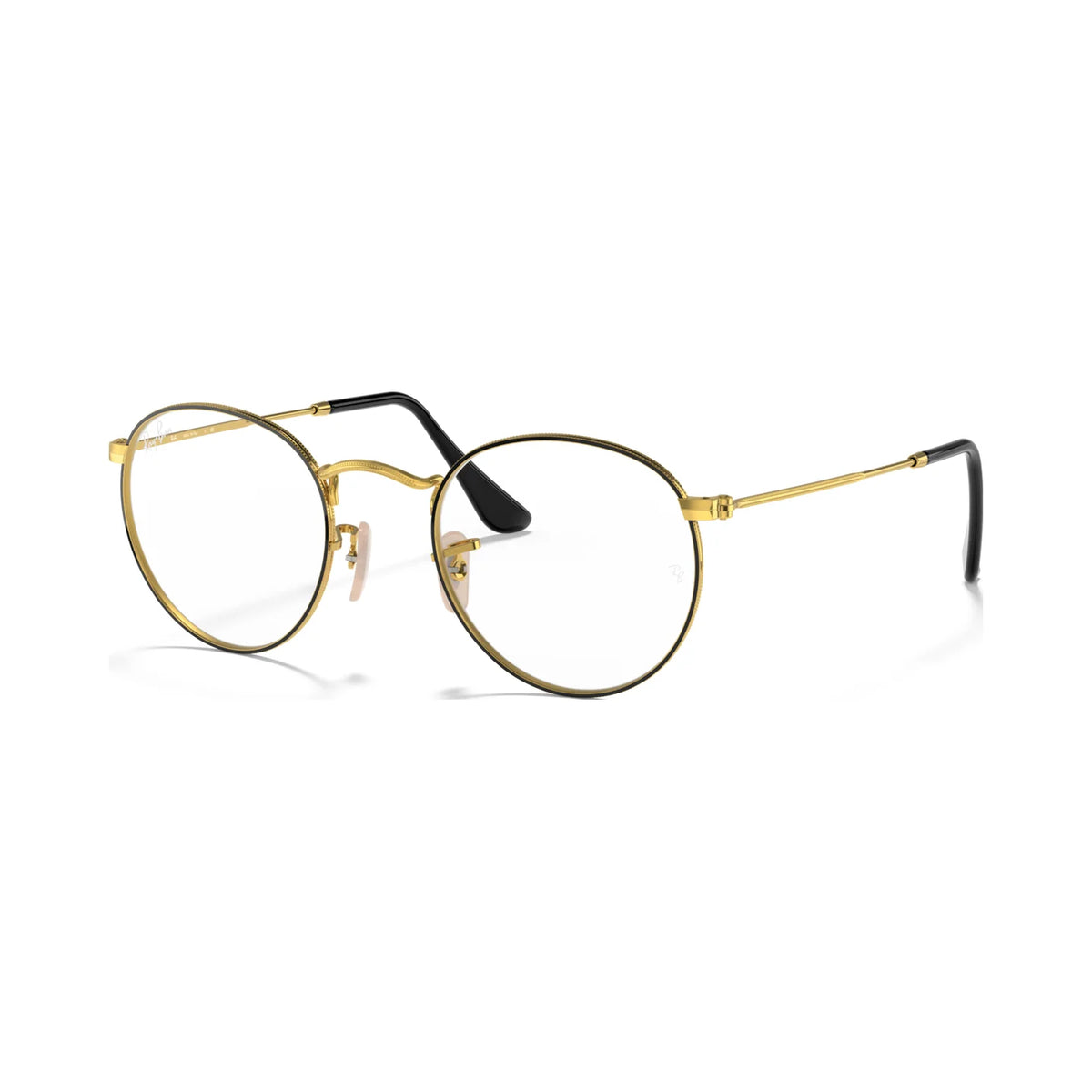 Armação graduada Ray-Ban RB3447V Round Metal Optics Preto sobre Dourado