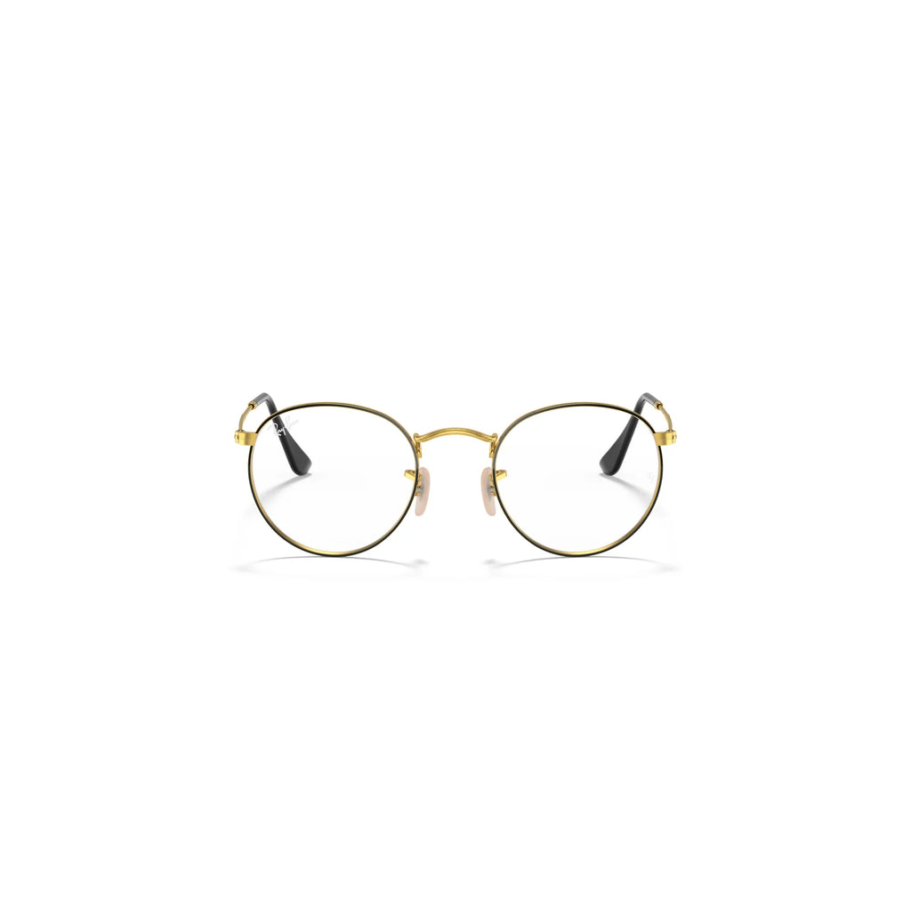 Armação graduada Ray-Ban RB3447V Round Metal Optics Preto sobre Dourado
