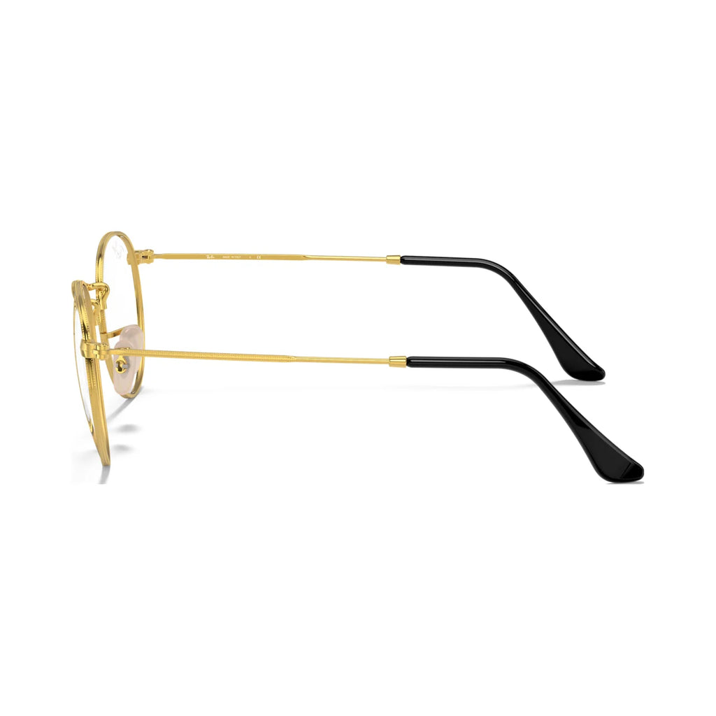 Armação graduada Ray-Ban RB3447V Round Metal Optics Preto sobre Dourado