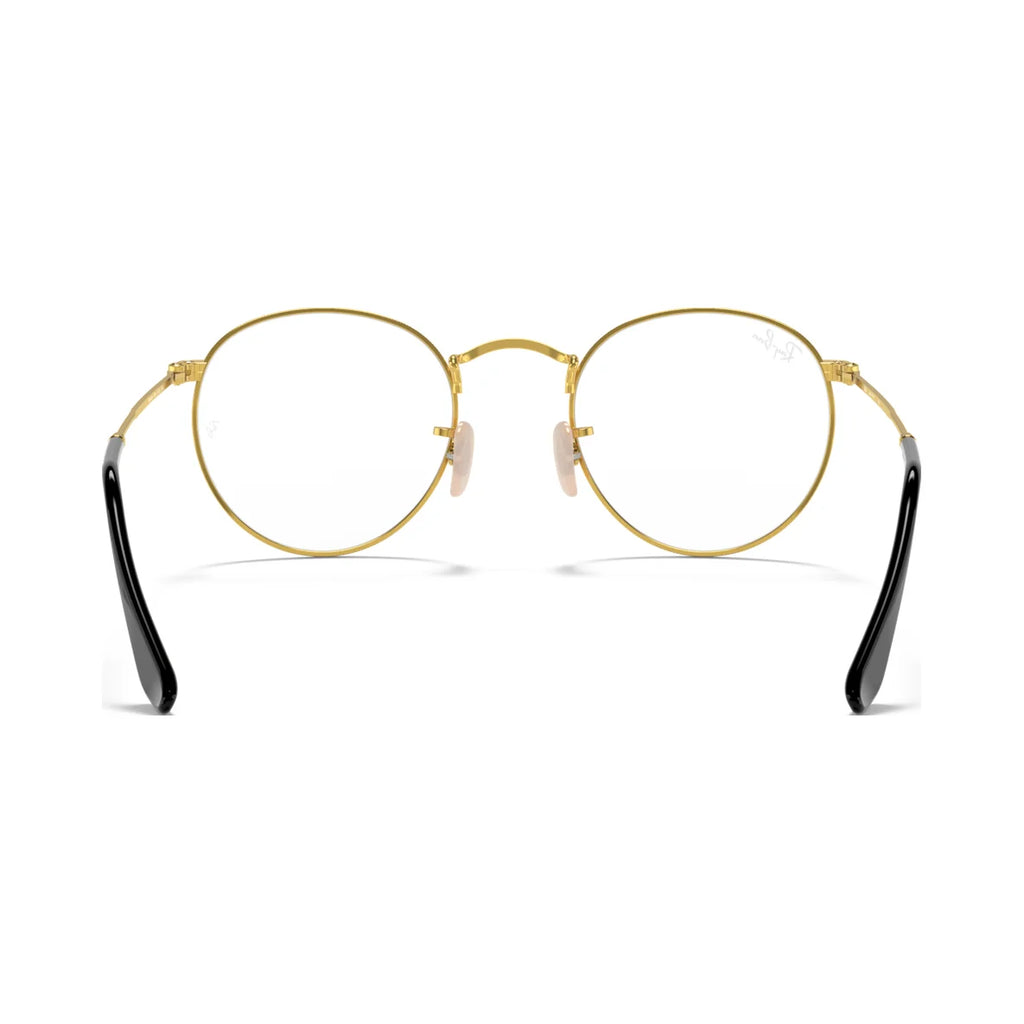 Armação graduada Ray-Ban RB3447V Round Metal Optics Preto sobre Dourado