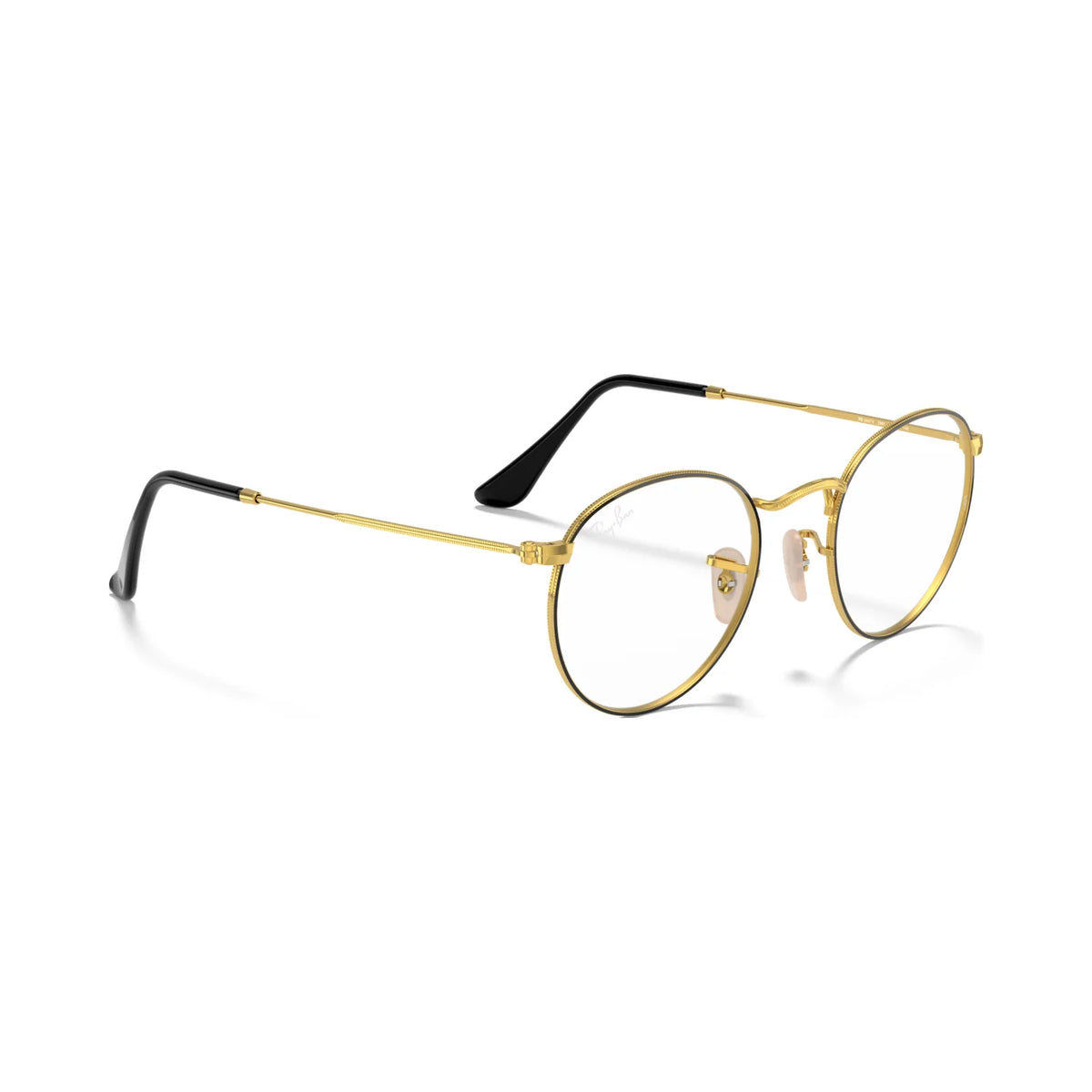 Armação graduada Ray-Ban RB3447V Round Metal Optics Preto sobre Dourado