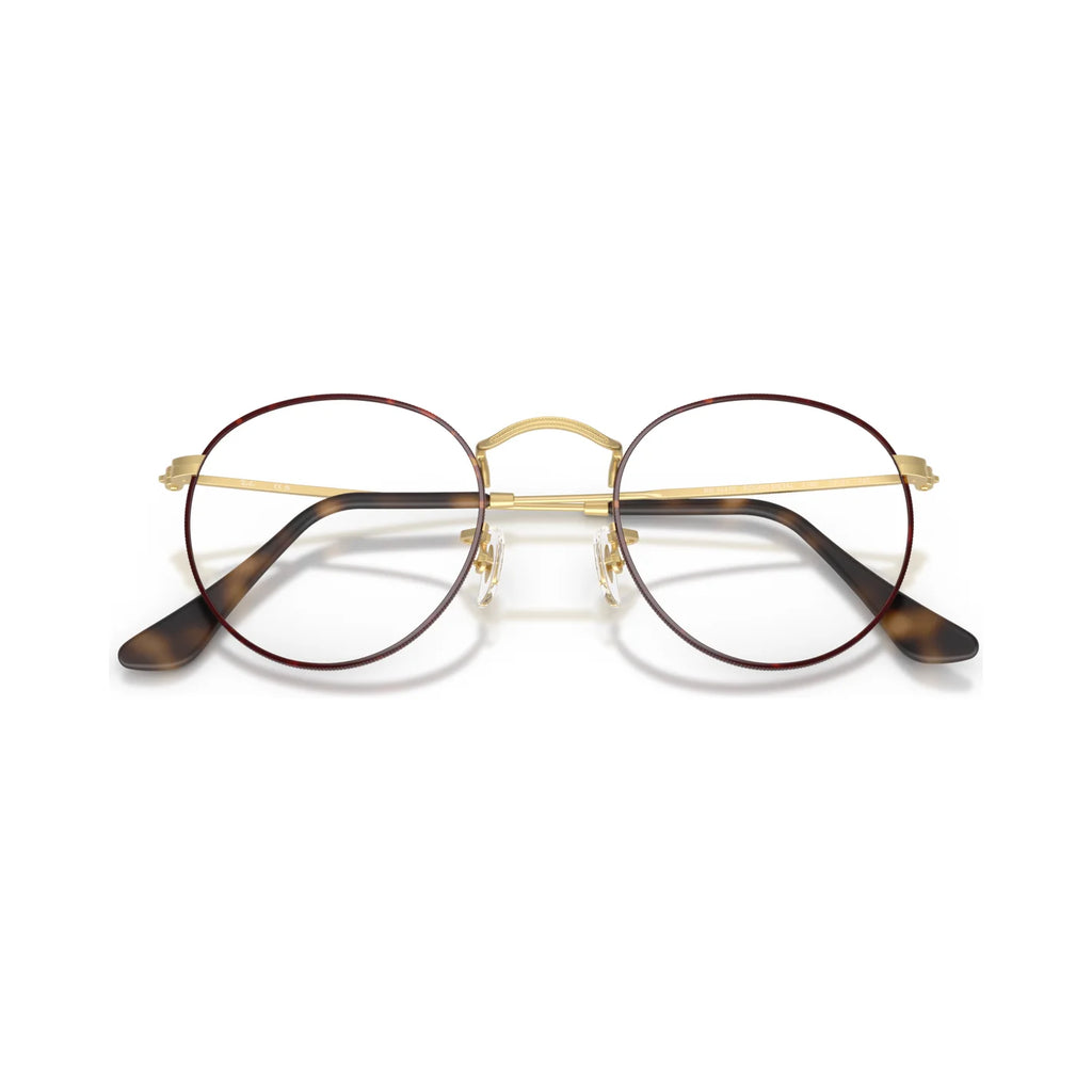 Armação graduada Ray-Ban RB3447V Round Metal Optics Mate Havana sobre Mate Arista Dourado